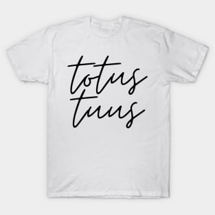 Totus Tuus Black Thin Cursive T-Shirt